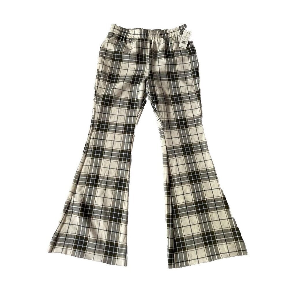 Grayson/Threads Womens Plaid Flared Pants Multicolored L 60% Cotton 40% Polyeste